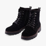 Hush Puppies AURELIA Womens Boots Black side view showing lace-up design and warm fleece lining.
