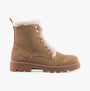 Hush Puppies AURELIA Womens Boots Sand side view featuring suede, fleece lining, and lace-up closure.