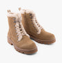 Hush Puppies AURELIA Womens Boots Sand front view with lace-up and fleece lining.