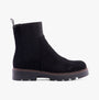 Hush Puppies ADELINE Womens Boots Black side view showing suede upper and block heel design