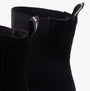 Hush Puppies ADELINE Womens Boots Black detail view of pull-on design with suede upper and logo tabs.