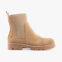 Hush Puppies ADELINE Womens Boots Sand side view showing the suede upper and block heel design.