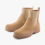 Hush Puppies ADELINE Womens Boots Sand side view showing suede upper and block heel for comfort and style.