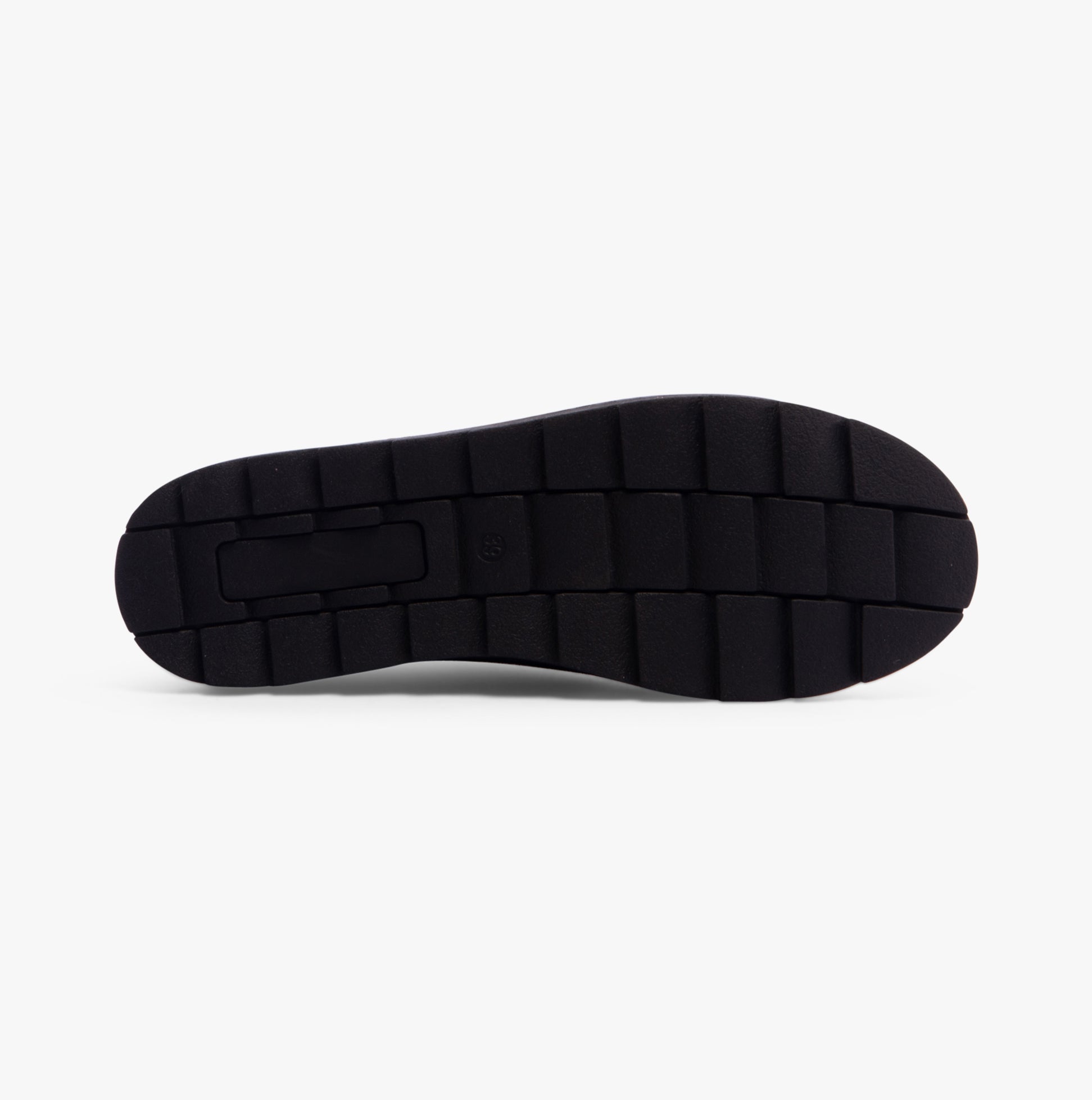 Hush Puppies MARY Womens Boots Black sole view, showcasing the TPR material and comfort design.