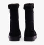 Hush Puppies MARY Womens Boots Black back view showcasing suede upper and fur lining.