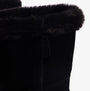 Hush Puppies MARY Womens Boots Black detail view showing soft black fur lining and zipper closure.