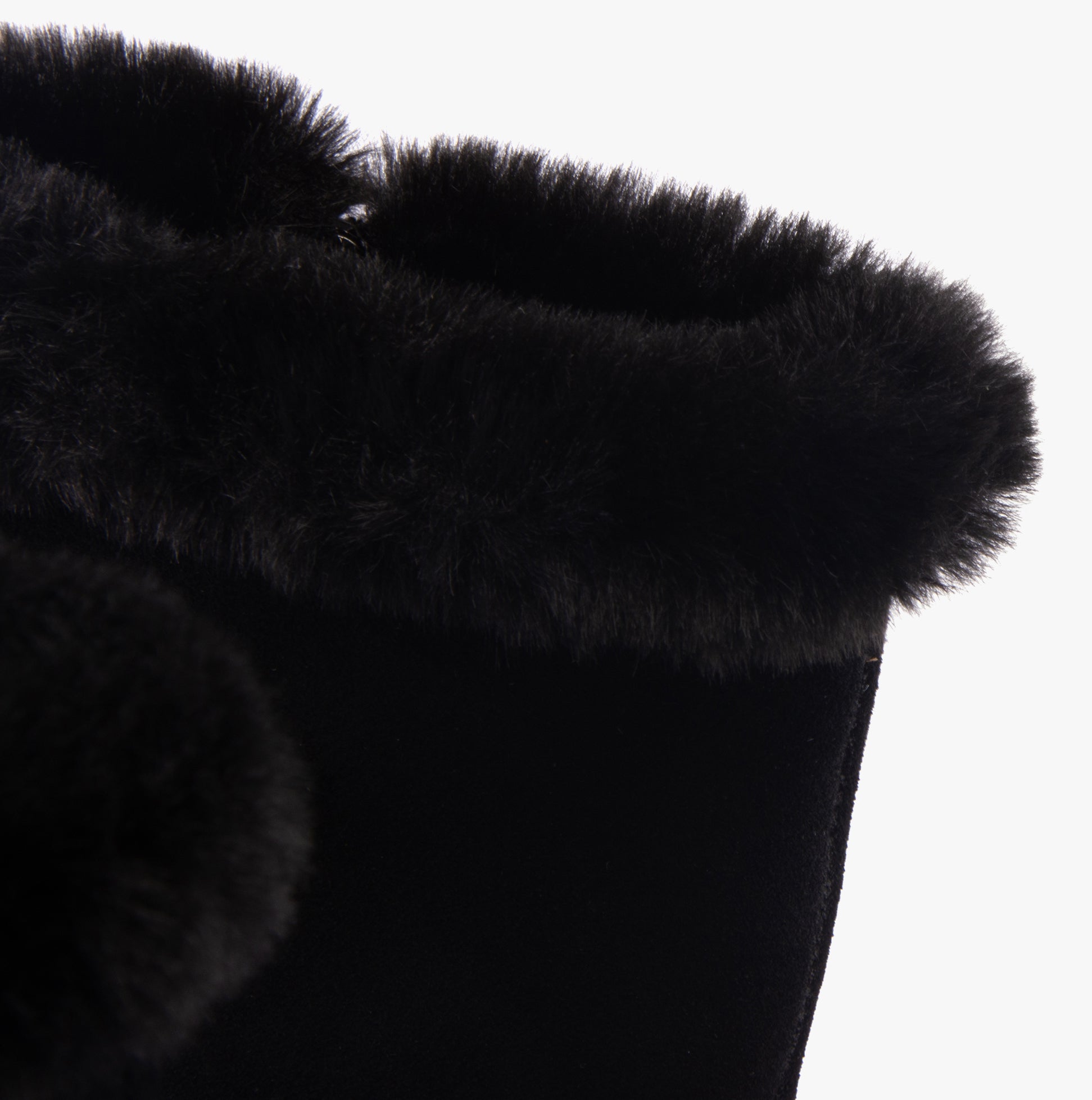 Hush Puppies MARY Womens Boots Black detail view showing plush black lining and suede upper construction.