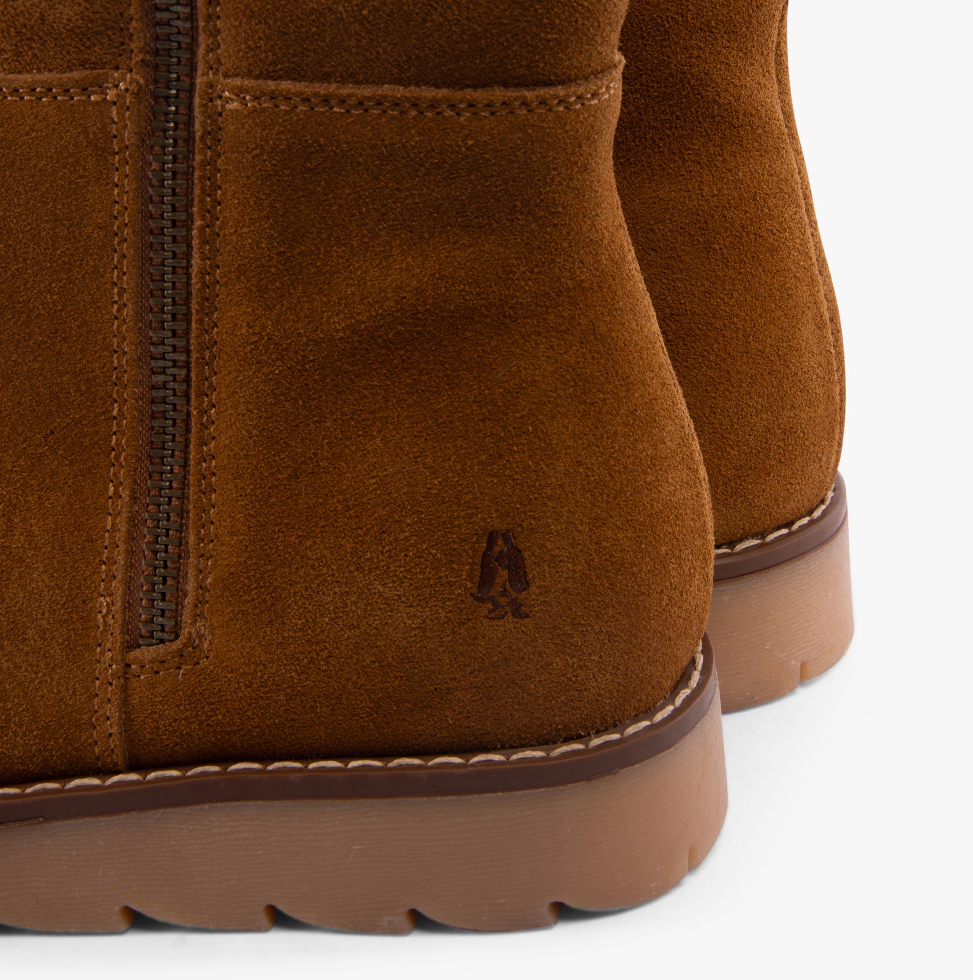 Hush Puppies MARY Womens Boots Tan detail view showcasing tan suede upper and zip closure.
