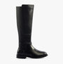 Hush Puppies VICTORIA Womens Boots Black side view showcasing tall leather upper and block heel design.