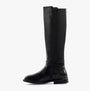 Hush Puppies VICTORIA Womens Boots Black side view showing tall leather upper and block heel design.