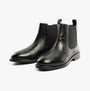 Hush Puppies VIOLA Womens Boots Black side view showing leather upper and elastic panel accents.