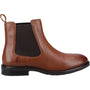 Hush Puppies VIOLA Womens Boots Tan side view featuring leather upper and pull-on design with block heel.