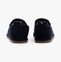 Hush Puppies CHARLES Mens Slippers Navy rear view showing suede and faux fur lining details.