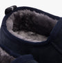 Detail view of Hush Puppies CHARLES Mens Slippers Navy showing soft faux fur lining.