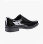 Hush Puppies BRODY Mens Formal Shoes Black side view, patent leather, slip-on design, lightweight and breathable.