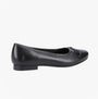 Hush Puppies EVIE Girls Leather School Shoes Black side view showing soft leather finish and round toe design.