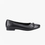 Hush Puppies EVIE Girls Leather School Shoes Black side view showcasing the sleek leather design and round toe.