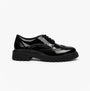 Hush Puppies MAXINE Girls School Shoes Black Patent side view featuring patent leather upper and lace-up closure.