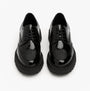 Hush Puppies MAXINE Girls School Shoes Black Patent top view showing lace-up design and round toe shape.