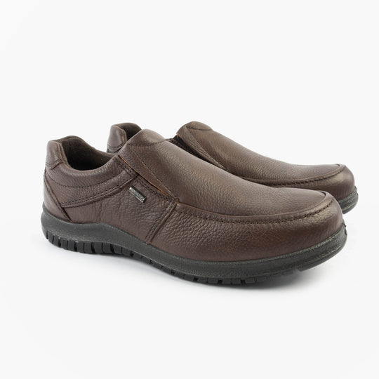 IMAC M227B Mens Casual Leather Slip-On Shoes Brown