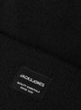 Jack & Jones DNA Mens Beanie Black detail view of fabric and label