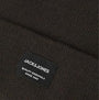 Jack & Jones DNA Mens Beanie Chocolate Torte detail view showing logo and fabric texture.