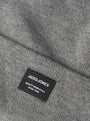 Jack & Jones DNA Mens Beanie Grey Melange detail view of fabric and logo tag