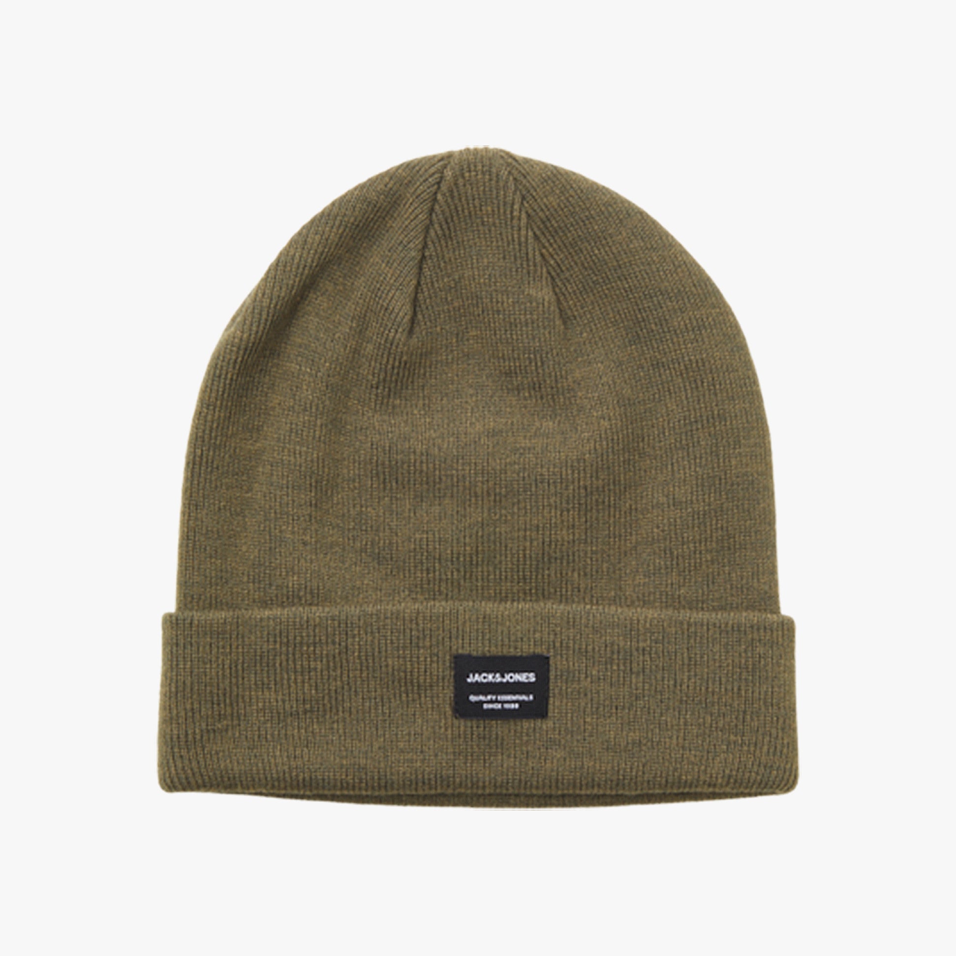 Jack & Jones DNA Mens Beanie Sea Turtle front view, cozy cotton hat in sea turtle color with brand logo.