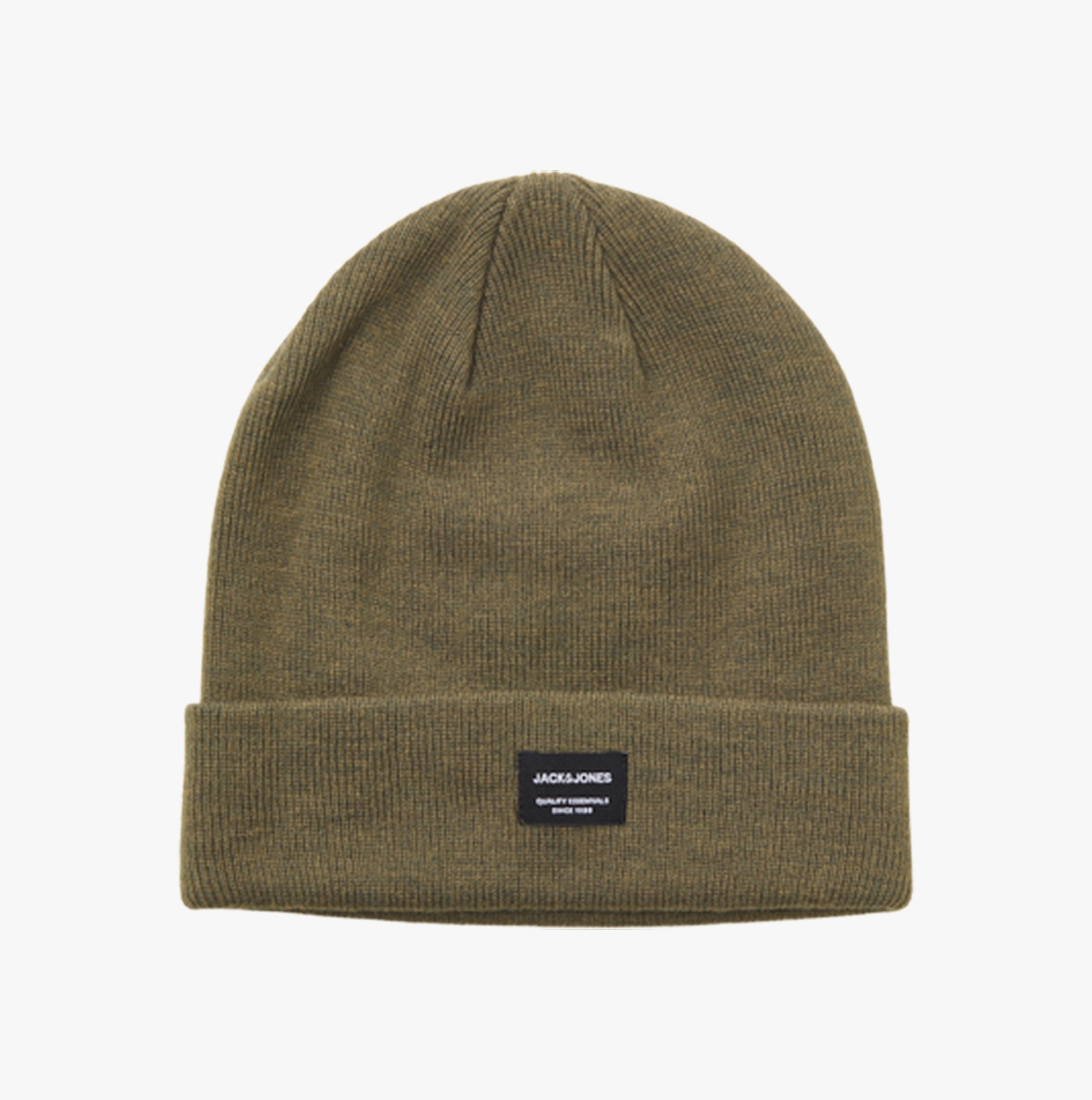 Jack & Jones DNA Mens Beanie Sea Turtle front view, cozy cotton hat in sea turtle color with brand logo.