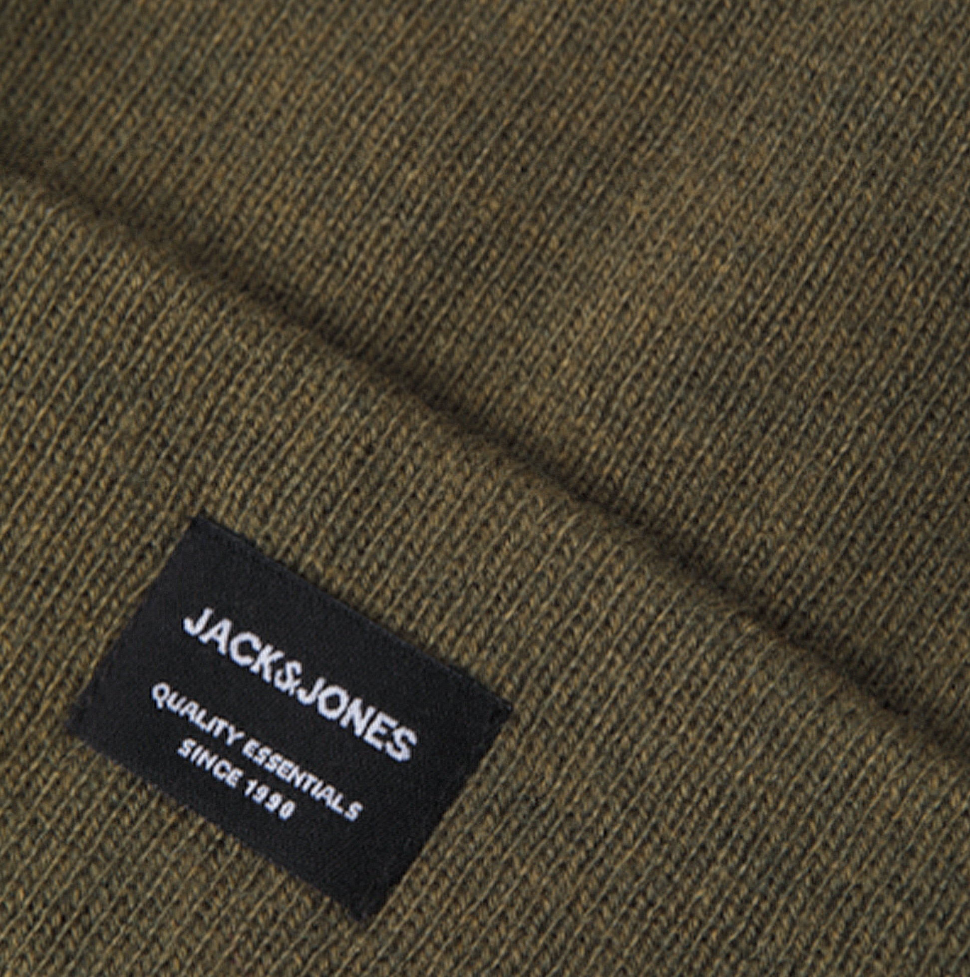 Jack & Jones DNA Mens Beanie Sea Turtle detail view showing the fabric and label of the beanie.