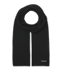 Jack & Jones DNA Mens Hat & Scarf Black detail view of black scarf with brand logo