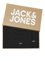 Jack & Jones DNA Mens Hat & Scarf Black inside gift box, showcasing black hat and scarf.