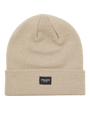 Jack & Jones DNA Mens Hat & Scarf Pure Cashmere front view of beige knitted hat with logo.