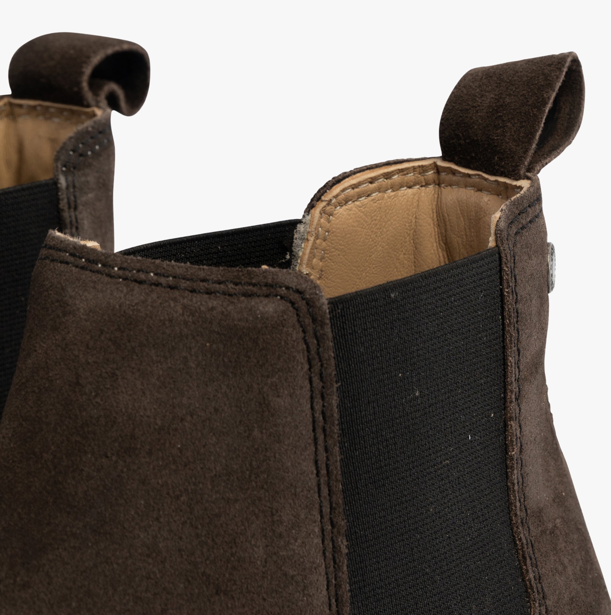 Jack & Jones BRAVO SUEDE Mens Chelsea Boots Pirate Black detail view of elasticated side panel and suede upper.