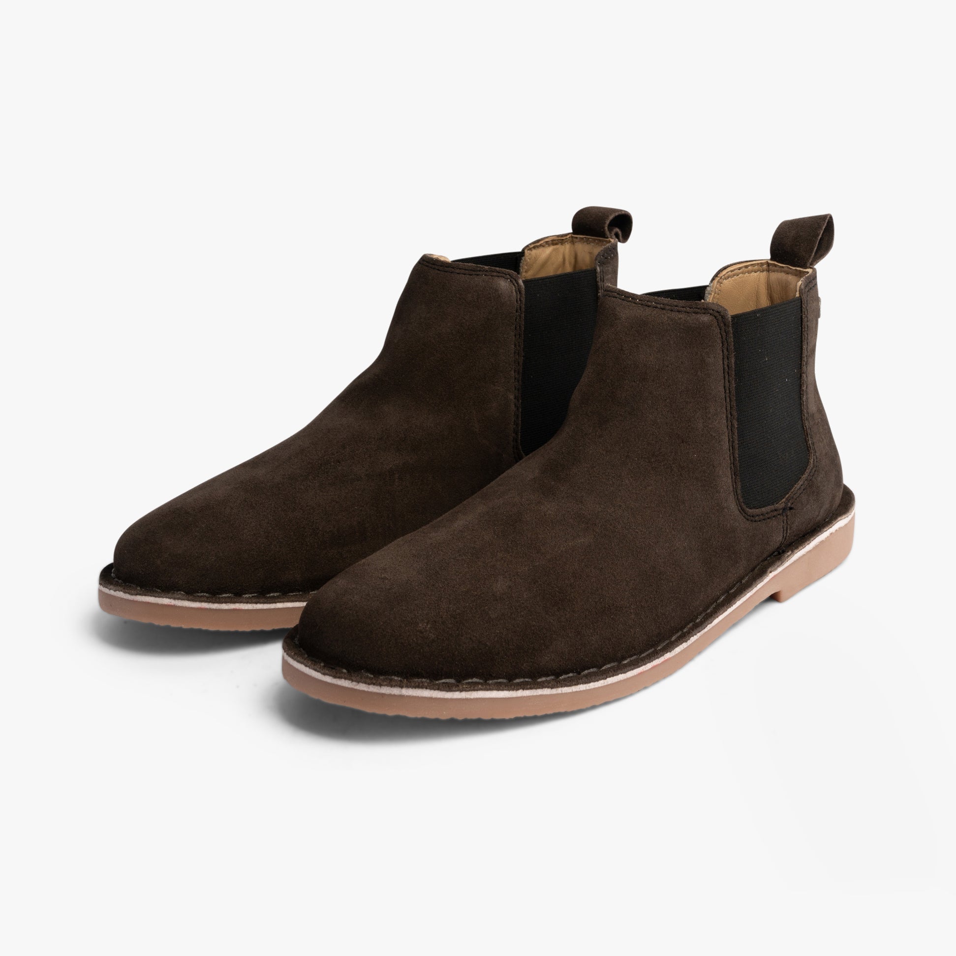 Jack & Jones BRAVO SUEDE Mens Chelsea Boots Pirate Black side view highlighting the suede upper and elasticated side panel.