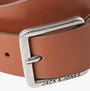 Jack & Jones ESPO Mens Belt Cognac detail view of buckle and strap, features adjustable leather design.