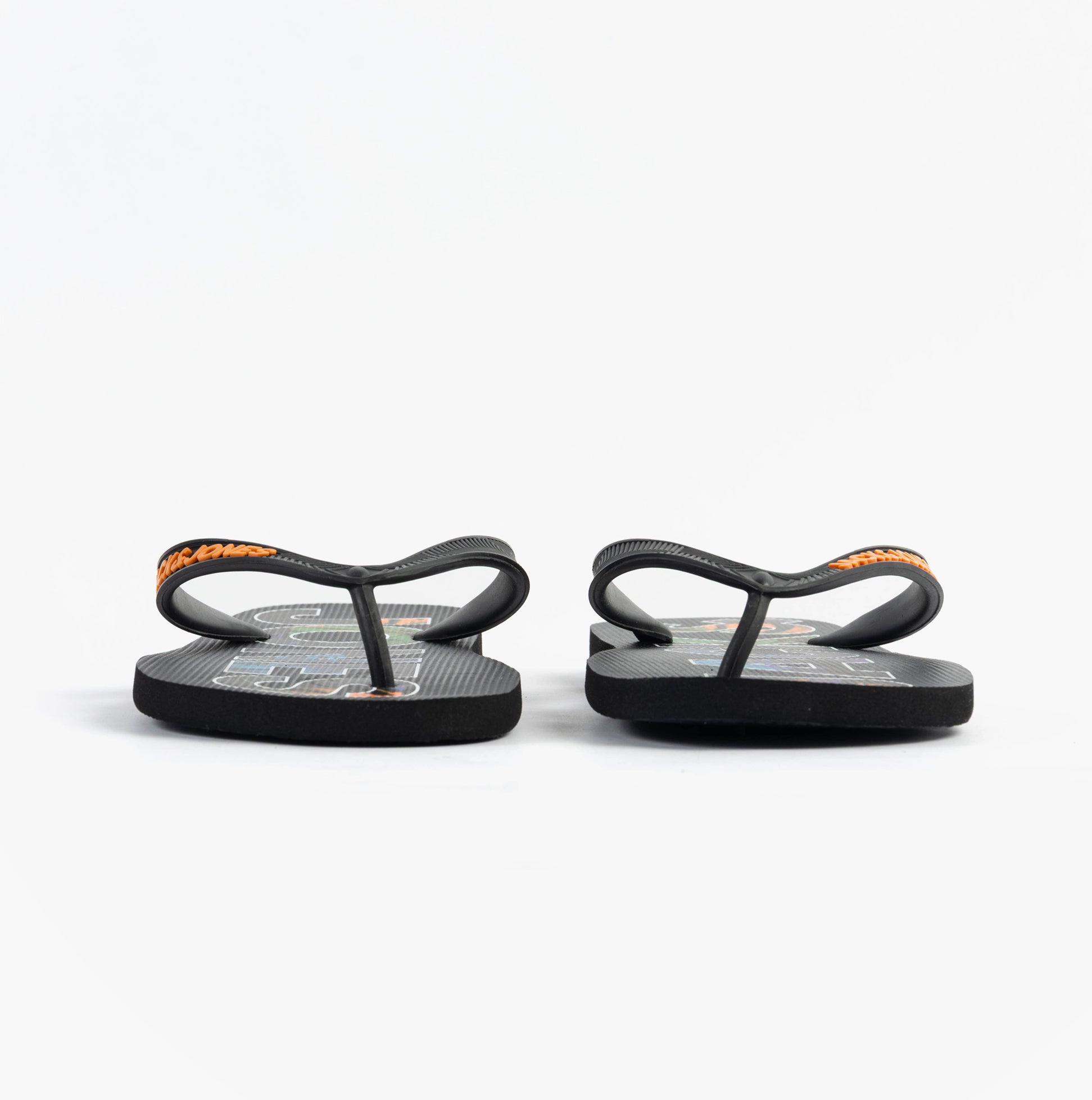 Jack & Jones LOGO PALM PRINT Mens Flip-Flops Anthracite rear view showcasing slip-on design and detailed sole.