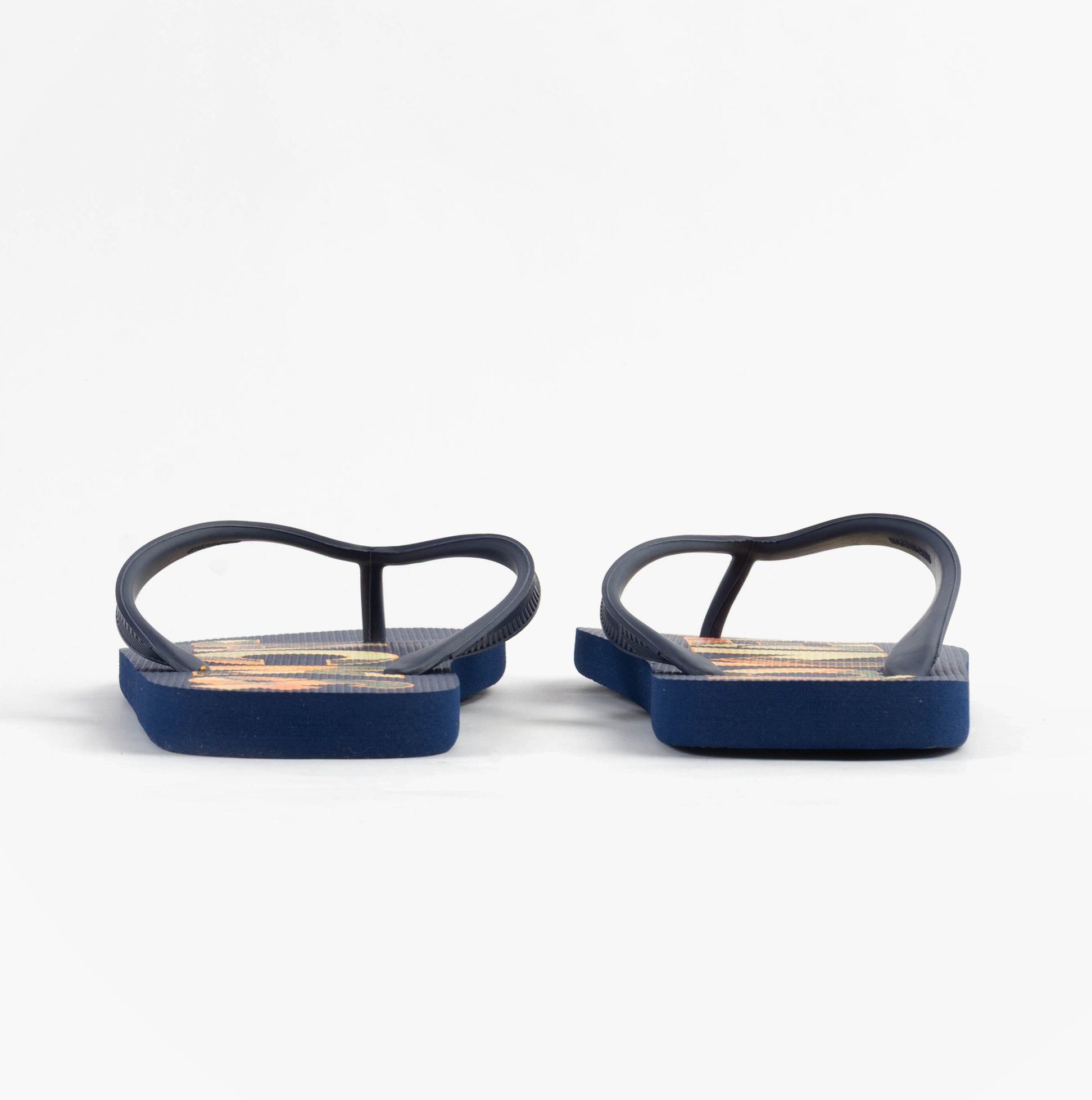 Jack & Jones LOGO PALM PRINT Mens Flip-Flops Medieval Blue rear view showcasing the synthetic sole and lightweight design.