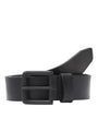 Jack & Jones ROMA Mens Belt Black front view with adjustable buckle and leather design, 3.5 cm wide.