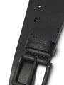 Jack & Jones ROMA Mens Belt Black detail view showing buckle and leather strap texture.