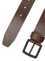 Jack & Jones ROMA Mens Belt Brown Stone detail view showing leather strap and black buckle.