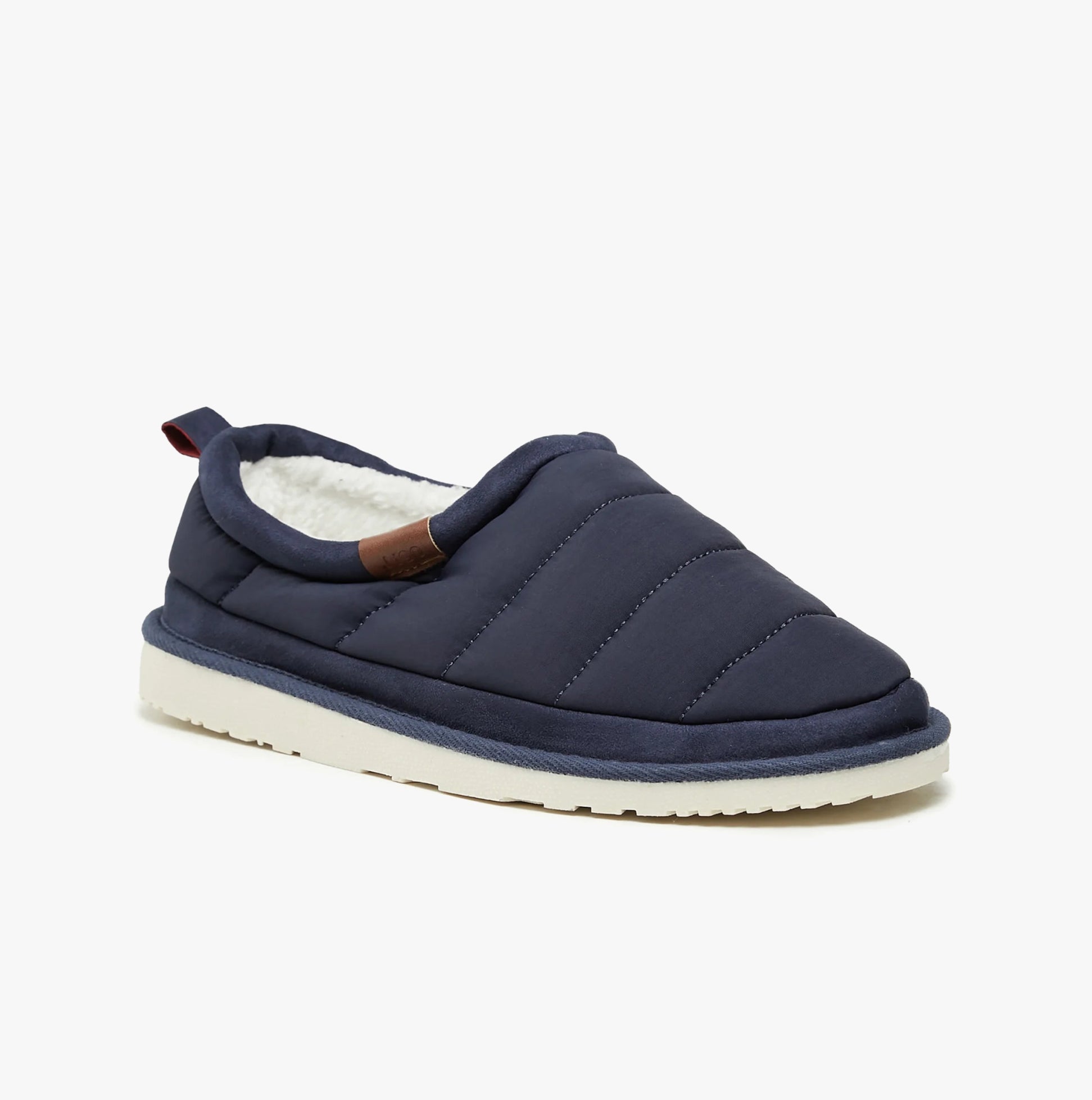 Jack & Jones PUFF MULE Mens Mule Sandals Navy Blazer side view with quilted design and slip-on style.