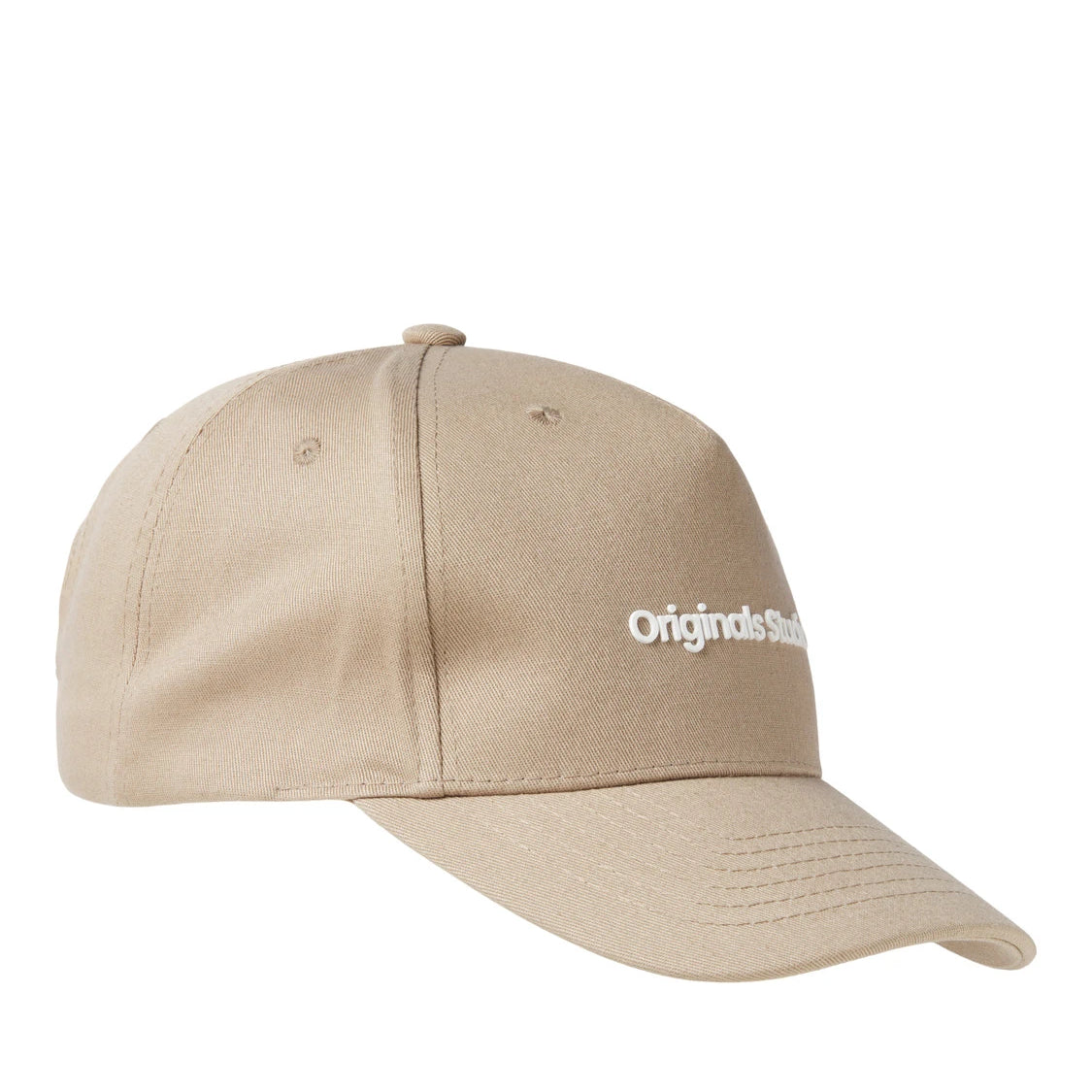 Jack & Jones VESTERBRO Mens Cap Fields Of Rye side view beige baseball cap with white logo