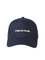Jack & Jones VESTERBRO Mens Cap Sky Captain front view showing navy blue cap with Originals Studio logo.