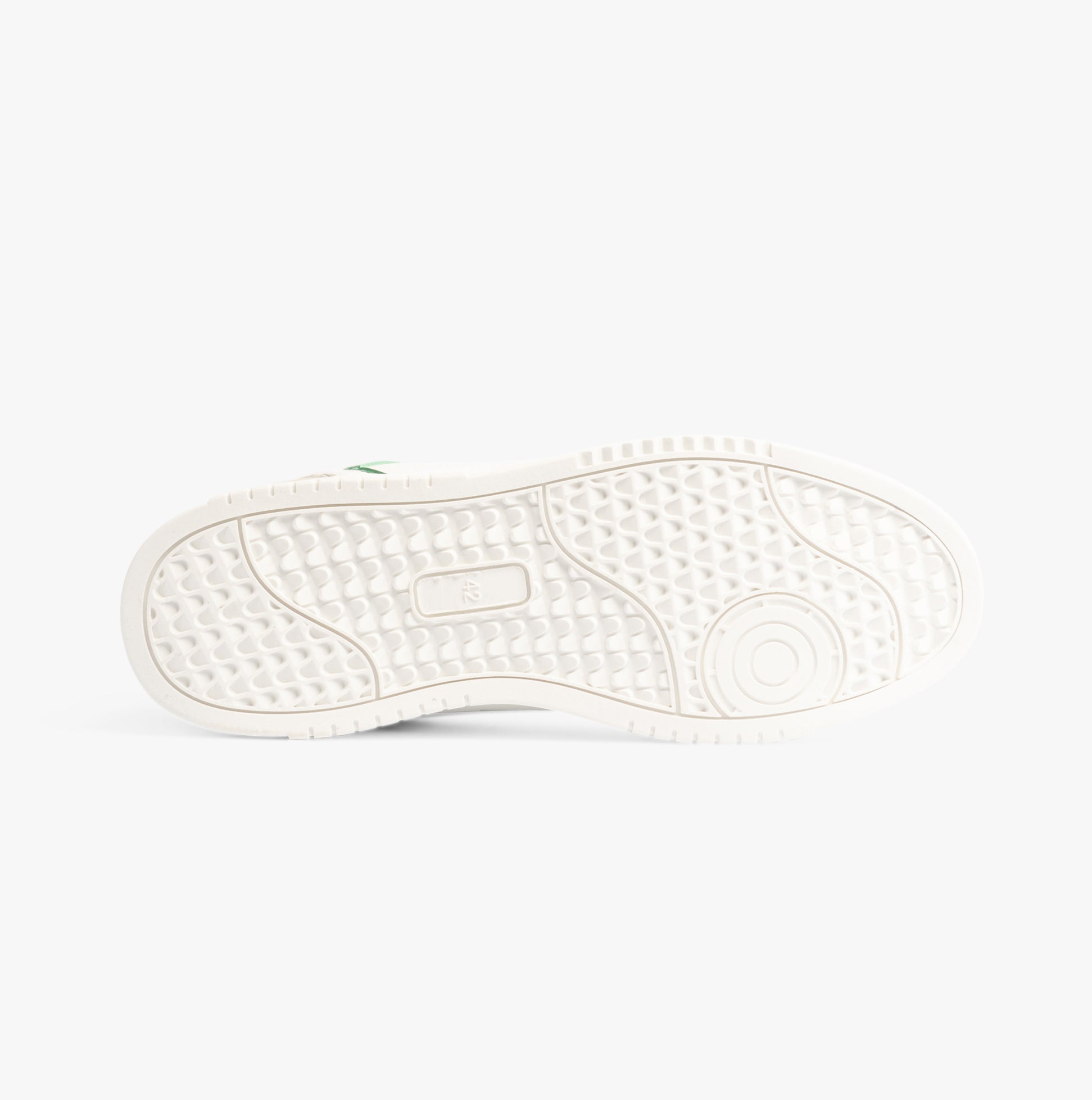 Jack & Jones EALING PU Mens Trainers White/Green bottom view showing TPR sole details and traction pattern.