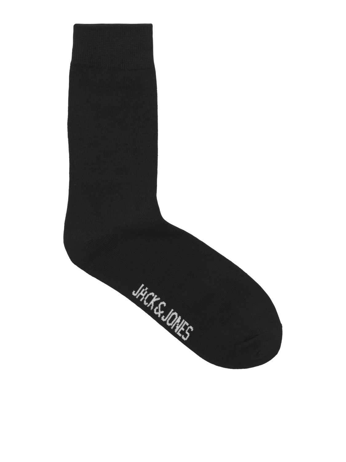 Jack & Jones RAFAEL Mens Socks Black side view showing soft cotton blend in crew sock style.