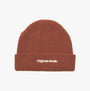 Jack & Jones VESTERBRO Mens Beanie Brandy Brown front view, stylish knit design, perfect for cold weather.
