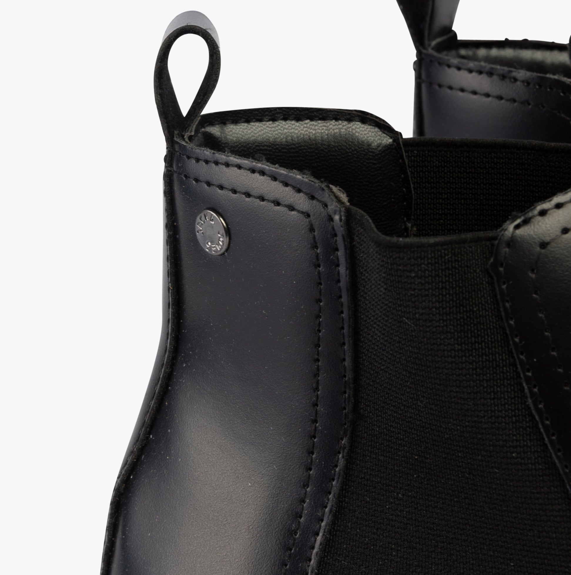 Jack & Jones CAMDEN PU Mens Chelsea Boots Anthracite detail view showing elasticated side panel and upper material.