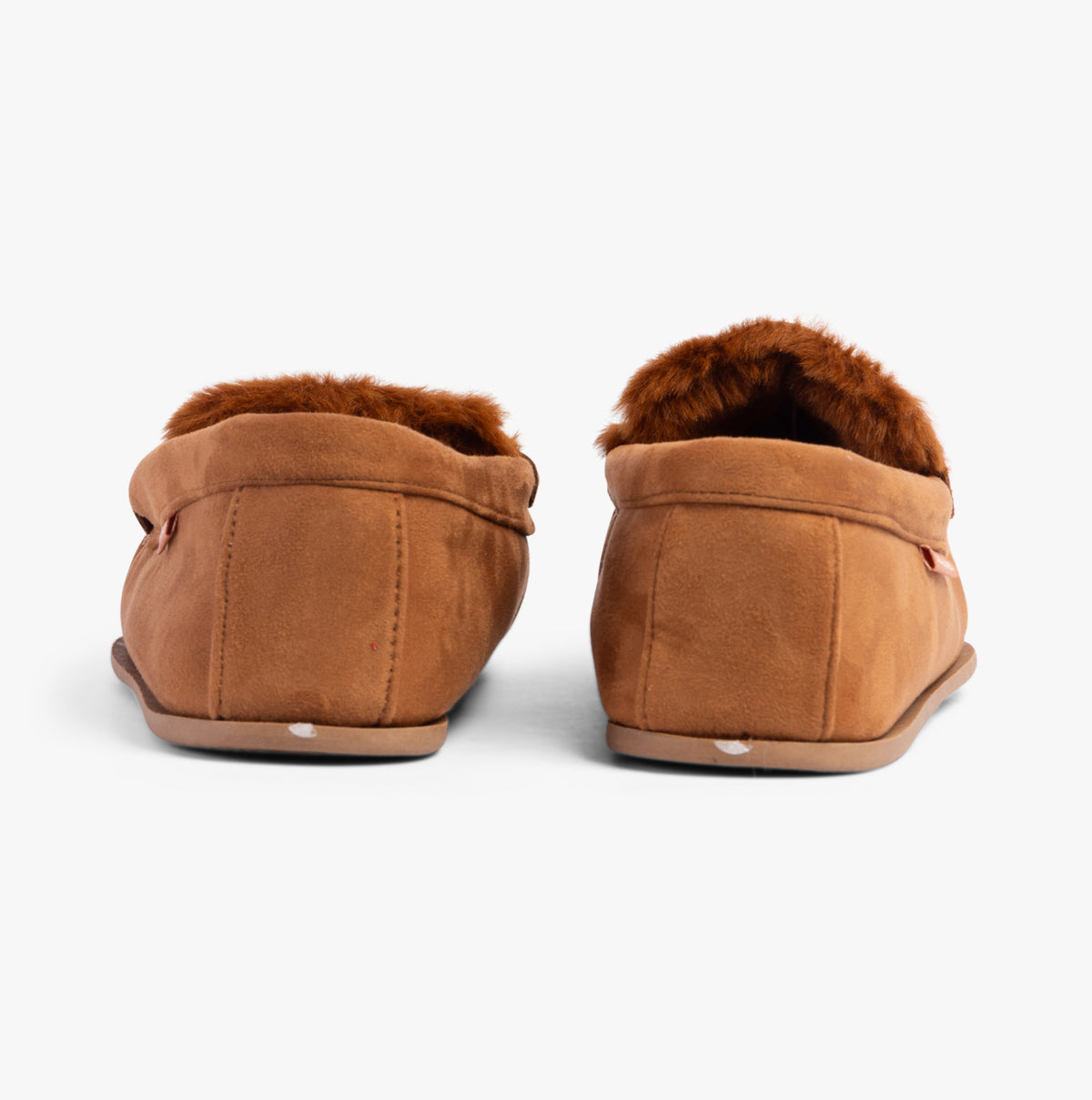 Jack & Jones MARK Mens Slippers Cognac back view showcasing soft textile lining and round toe design.