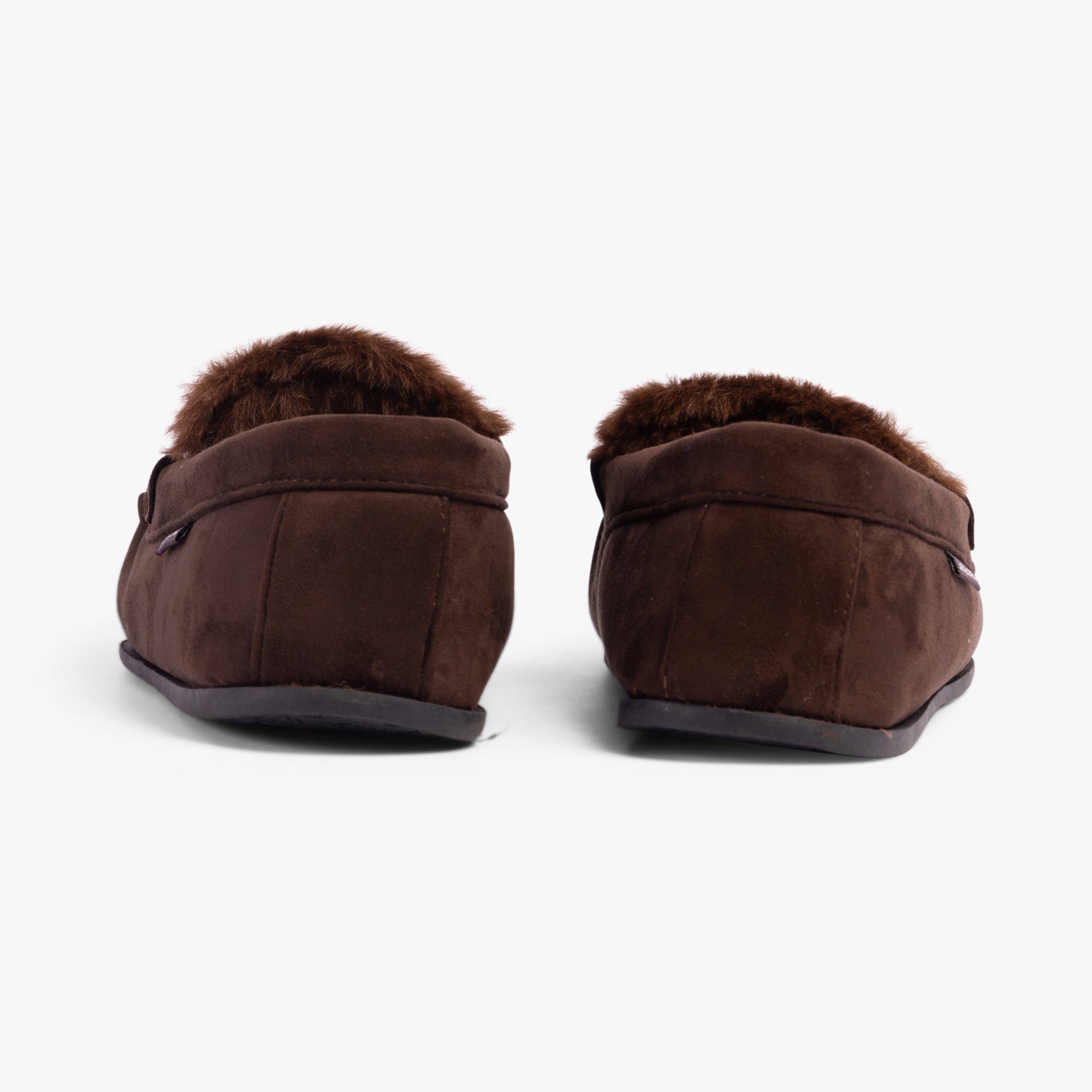 Jack & Jones MARK Mens Slippers Java rear view showing soft brown textile upper and warm lining.